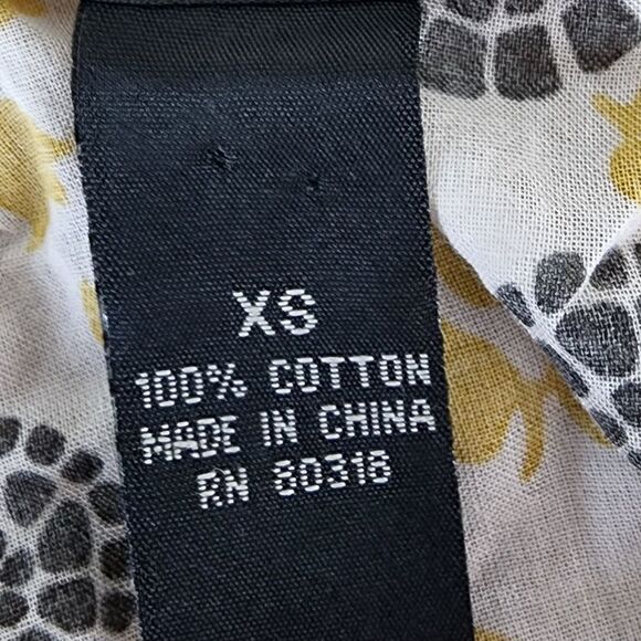 LUCKY BRAND WOMEN'S BOHEMIAN STYLE TOP YELLOW AND CHARCOAL SIZE XS - Picture 6 of 6